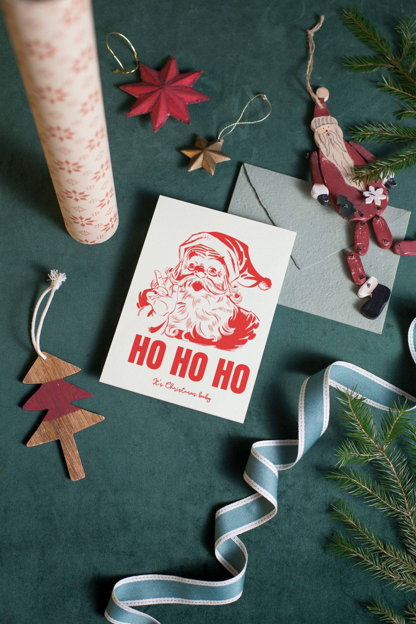 CARTE DE NOËL "HO HO HO"